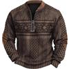 Kobilee Felpa Uomo Invernale con Zip, Maglione Uomo Firmato Maglione Eleganti Casual in Cashmere Cappotti Pullover Uomo Calda e Mezza Zip Felpa 3D Stampato Manica Lunga Autunno e Inverno per Uomo