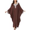 L-Peach - Kaftan turchi ricamati con spacco laterale, ampi vestiti da spiaggia, camicia da notte spaziosa, bikini, costume da bagno, copricostumi, G Brown, Taglia unica