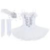 dPois Bambina Vestito da Balletto Lago dei Cigni Body Danza Classica con Fascia per Cappelli Vestito Principessa Elegante Ballerina Tutu Bianco/Rosa/Blu 2-14 Anni Bianco 7-8 Anni