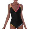 RYTEJFES Costume Intero Donna Piscina Costume Donna Intero Costumi Interi Push Up per Seno Grande Marrone Contenitivo Fascia Monospalla Moda Mare Taglie Forti Monokini Bianco Fantasia Pantaloncino Perizoma XS