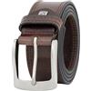Pierre Cardin leather belt men, jeans belt men 40 mm wide, belt men, full cowhide XL dark brown, Size:115