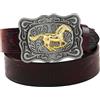 MISUVRSE Cintura da cavallo in esecuzione Cintura Fibbia Cowboy Cinture Per Gli Uomini Western Con Grandi Jeans Vintage Western In Pelle Cowboy, 110 cm., Taglia unica