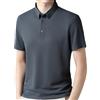 TOMNAD Flexpolo, polo da uomo in seta ghiacciata, traspirante, ricamata, classica, business, anti-pieghe, polo casual alla moda, grigio, L