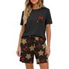 PrinStory Pigiama corto da donna, a maniche corte, con scollo rotondo, estivo, abbigliamento da notte morbido, Ld Star Bow, XXL