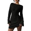 SweatyRocks Abito da donna a maniche lunghe, elegante, con schiena scoperta, abito da sposa