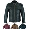Texpeed Giacca di pelle casual da uomo - Estate/invernale Soft Touch autentica vintage pelle di montone Biker in vera pelle stile motociclista - Nero - XL