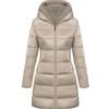 Giolshon Giacche reversibili da donna in pelliccia sintetica e lucida Piumino con cappuccio resistente all'acqua Lunghezza media B06 Oro XXL