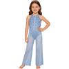dPois Ragazze Ginnastica Leotards Body Danza Classica Moderna con Strass Blu polveroso 7-8 anni