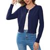 Aottori Cardigan Donna con Bottoni Elegante Coprispalle Manica Lunga Giacca Corta Tinta Unita Casual per Matrimonio Festivo Blu Scuro S