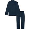YAMAMAY - Pigiama Aperto Lungo Uomo Blu e Verde Tartan Cotone Flanella
