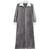 Generisch Pigiama da uomo in cotone flanella lunga da uomo, pigiama invernale in flanella, largo, spesso camicia da notte con chiusura lampo, pigiami da uomo caldi, grigio., XXXL