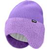 ATNKE Maglia Beanie Cappello con Paraorecchie per Uomo e Donna, Elasticizzato Spesso Caldo Pile Foderato Usato Tutti Giorni Inverno Morbido con Risvolto Lana Teschio Berretto Regali/Taro Purple