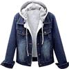 YIzdegg Cappotto di jeans da donna, imbottito, invernale, parka caldo, in pile Teddy, parka invernale, antivento, con cappuccio in pile, da donna