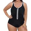 Generico Costume Intero Brasiliana Donna Reggiseno Mare Costumi da Bagno da Donna 1 Pezzo con Cerniera Costume Bagno Up con Volant Taglie Forti Costumi Mare Curvy Ciclo (Black,XXL)