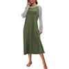 Ekouaer Camicia da Notte Donna Invernale Manica Lunga Girocollo Stampato Camicia da Notte Lunga Morbida e Leggera, Verde, XL