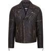 Infinity Leather Giacca da Motociclista in Pelle 100% Stile Brando con Doppia Cerniera Incrociata da Uomo
