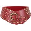 JasGood - Cintura elastica da donna, vintage, larga, con borchie, in stile carnevale, per cosplay, Bordeaux, 65cm: Für Taillengröße 58cm-68cm