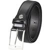 Lindenmann suit leather belt men, suit belt men 35 mm wide, belt suit men, cowhide black, Farbe/Color:nero, Size US/EU:Bundweite 110 cm Gesamtlänge 125 cm W 43.5 XL