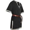 Caxndycing Tunica medievale da uomo tunica LARP Knight camicia rock robe cosplay costume Halloween festa medievale costume vichingo rinascimentale colletto alto camicia, Nero , M