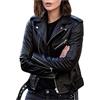 Freenfitmall Cappotto da donna Dark Academia primavera autunno cerniera giacca moto donna giacca corta in ecopelle