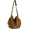 Junerain Borse a tracolla in tela for uomo e donna, in morbida tela tinta unita, for viaggi casual, studenti, borse for la scuola, borse multiple in tela, street tote, marrone, 29CM*25CM*22CM