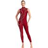 Freebily Body Danza Donna Senza Maniche Tuta Intera da Pattinaggio Borgogna M
