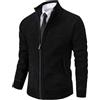 OWEIEYEU Cardigan da uomo con cerniera, maglione in ciniglia, tinta unita, stile business casual