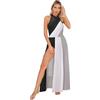 Agoky Vestito da Danza Moderna per Donna Abito da Ballo Lirico Latino Balleria Senza Manica in Chiffon Vestito Elegante da Pattinaggio Artistico Tango Dancewear