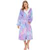 GIBZ Vestaglia da Donna con Cappuccio Accappatoio Donna Invernale in Morbido Pile per Uscire dalla Doccia con 2 Tasche, Tie Dye viola, M