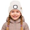 ATNKE Bambini LED Cappello con Luce, USB Ricaricabile 4 LED Corsa Torcia Mani Libere Testa Lampada Invernale Calda Pile Foderato Berretto Lavorato Maglia Regali per Ragazzi e Ragazze/Snow Beige