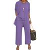 shownicer Completo Donna Elegante Tailleur 3 Pezzi Set Completi di Pantaloni da Cerimonia Set Taglia Grande Abbigliamento per Business e Matrimoni A Viola Chiaro XXL