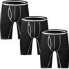 Nuofengkudu Uomo Ragazzo Pack 3 Boxer Lunghi Aderenti Mutande 3D Rigonfiamento Tasca Elasticizzato Cotone Sport Training Boxershorts Intimo Underwear Gifts Nero Taglia L Girovita 76CM-83CM
