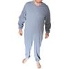 Generico Pigiama Intero Anziano Manica Lunga Zip Posteriore 100% Cotone Leggero (L, BLU)