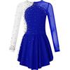 iEFiEL Vestito da Pattinaggio Artistico Bambina Ragazza Paillettes Abito da Ginnastica Vestito da Balletto in Tulle Abito da Competizione Ballo Ballerina 5-16 Anni