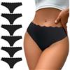 Thayakii Confezione da 6 mutande da donna senza cuciture, traspiranti, slip ultra sottili, invisibili, senza cuciture, Nero , L