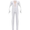 Agoky Bambina Tuta Intera da Ginnastica Artistica Pantalone Lungo Ballerina Leotards Danza Classica Balletto Strass Costume da Ballo Dancewear Bianco E 11-12 Anni