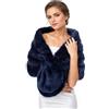 Lifup Scialle Stola Donna Pelliccia Sintetica Sciarpa Elegante Morbido Coprispalle per Matrimonio Invernale Cerimonia Sposa Damigella blu navy