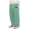 Generico Pantaloni Velluto, Pantaloni Giapponesi Uomo, Velluto Larghi Invernali con Tasca Bodybuilding Eleganti con Coulisse Jogging Streetwear Baggy Elasticizzati Verde,