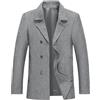 Allthemen Cappotto Invernale da Uomo Caldo Trench Doppiopetto in Tweed a Spina di Pesce Cappotto in Misto Lana con Colletto a Tacca Grigio Chiaro 3XL