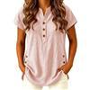 Generico Camicia Lino Donna - Camicetta Manica Corta Tunica Casacca Elegante Stile Casual con Colletto a V Leggera per Lavoro E Tempo Libero Modello Ampio L'Estate Le Calde Giornate Il Mare Gite
