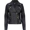 Infinity Leather Giacca da Moto Nero retrò in Pelle 100% Nappa da Donna M