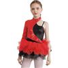 iEFiEL Abito da Ballo Bambina Ragazza Tutu da Balleto Gonna Monospalla in Tulle Body Danza Classica Leotard Bodysuit da Ginastica Vestito da Pattinaggio Dancewear Rosso 9-10 Anni