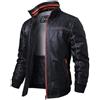 FLAVOR Giubbotto Casual Uomo In Pelle Vera Con Collare Alto Nero Vintage (Nero, M)