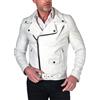 D'Arienzo Chiodo in Vera Pelle Bianca Uomo Made in Italy Biker Moto Primavera Slim