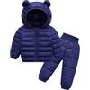 MSemis Tuta Sci Bambino Neonato Bambina Completo da Neve Invernale Giacca da Sci Manica Lunga Piumino con Cappuccio e Pantaloni Larghi Tuta da Neve Calda Snowsuit, 1-6 Anni Blu scuro 12-18 mesi