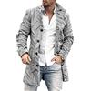 ZILAIX Cappotto Uomo Collare In Piedi Slim Fit Con Tasche Media Lunghezza Tinta Unita Giacca Uomo Tendenza Retrò Stampa Manica Lunga Giacca Uomo Urbano Strada Stile Tweed Cappotto Uomo DY-07 S