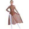 Freebily Vestito da Balletto Bambina Danza Lirica Contemporanea Abito da Ballo Latino Tango Maniche Lunghe Body Ginnastica Ritmica Vestiti Danza Samba Rumba Salsa Valzer Dusty Pink 13-14 Anni