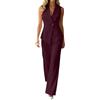Generico Tailleur Donna Eleganti Estiva Due Pezzi con Gilet Senza Maniche e Pantaloni Dritti Completo Donna Elegante Cerimonia Suits Formale Curvy per Festa Lavoro Ufficio e Occasioni Importanti,Viola,S