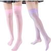 LittleForBig Alto Sheer Neon vibrante colorato calze di seta alta coscia 2 paia - Viola/Rosa