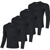 AMZSPORT Maglia Compressione Uomo Maglia Termica Manica Lunga Maglietta Palestra Compression Shirt Ciclismo Running Sportiva, Confezione da 4 Nero XXL